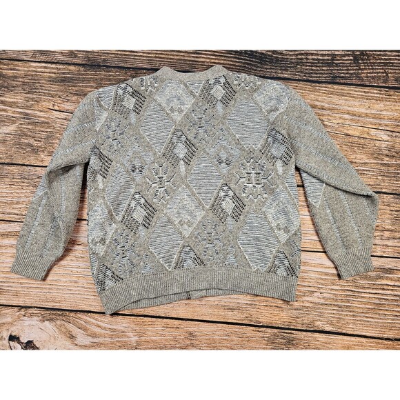 VTG 80’s Sweater Graphix Mens L USA Made Geometric Cardigan Sweater Grandpa EUC - Picture 8 of 12